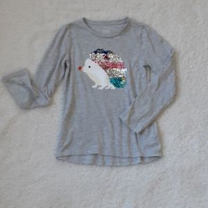 Wonder Nation Girls Long Sleeved Gray Tee M7/8